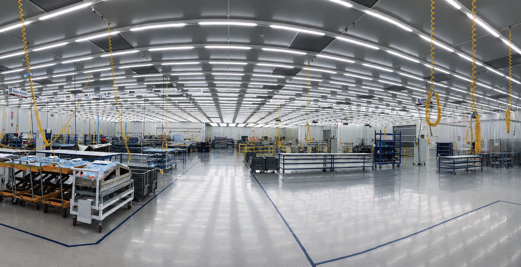 The interior of a Qarbon Aerospace manufacturing hall
